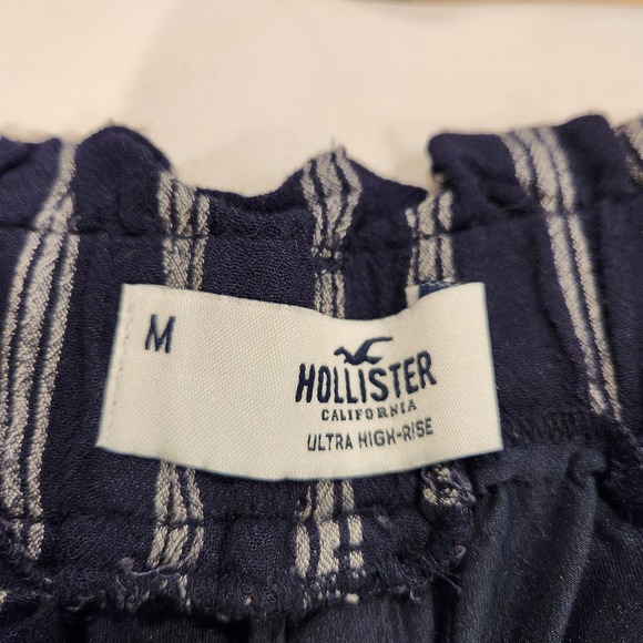 Hollister Womens Ultra High Rise Striped Wide Leg Pants Size Medium Coastal - Picture 7 of 11